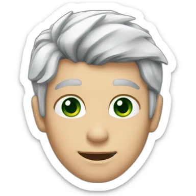 Man with diamond shaped grey hair and green eyes sticker