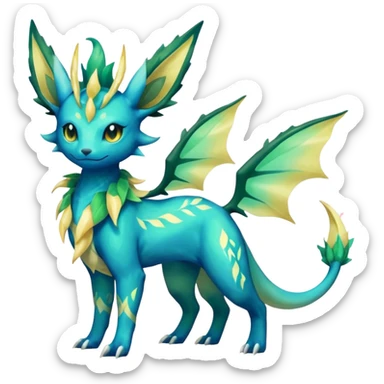 Shiny ethereal elemental Salandit-Leafeon-Vaporeon-hybrid-fusion (full body) sticker