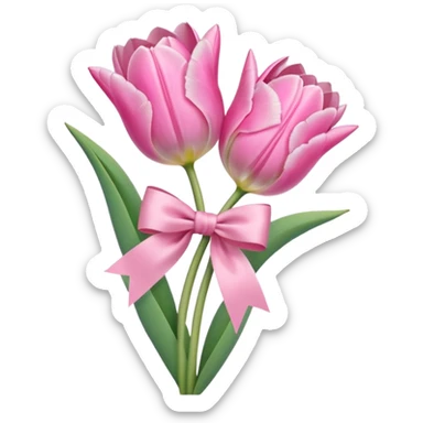 Pink tulips with a bow sticker