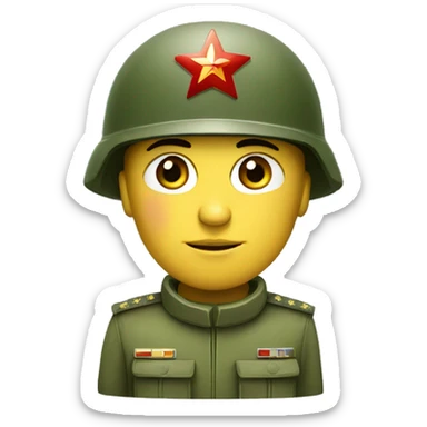 ussr soldier serious with military helmet sticker