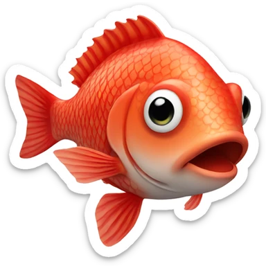 red fish closed mouth side view sticker