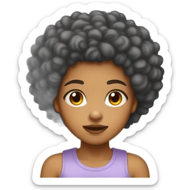 Light skin girl afro orange cry sticker