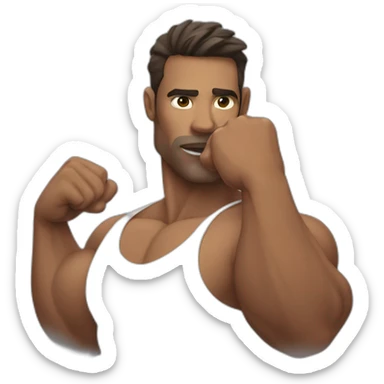 strong muscular male face running a finger along his jawline sticker