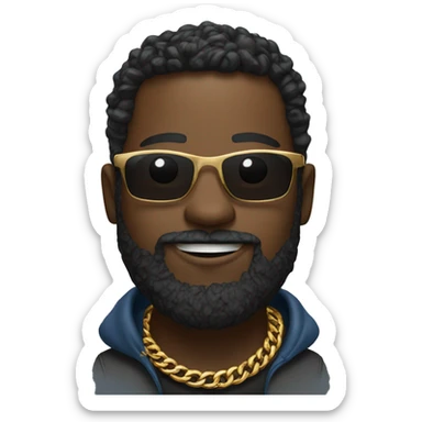 Bearded black man, with a gold chain, sunglasses, jeans, t shirt  sticker