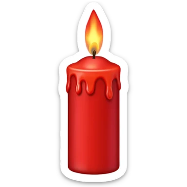 red candle with a red flame sticker
