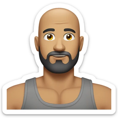 bald man with beard, lots of muscle, wearing a tank top sticker