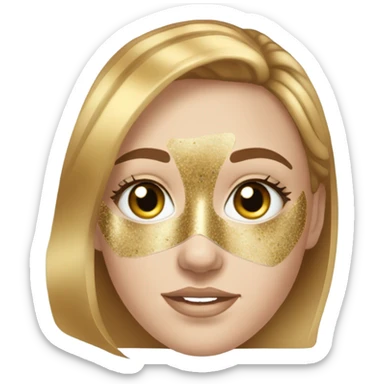 White girl with freackles and BROWN hair, and blue eyes using Gold gel mask under her eyes sticker