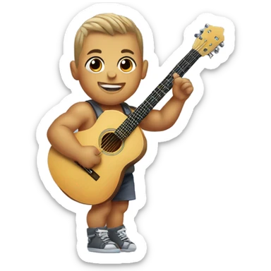 Baby Gronk with a guitar sticker