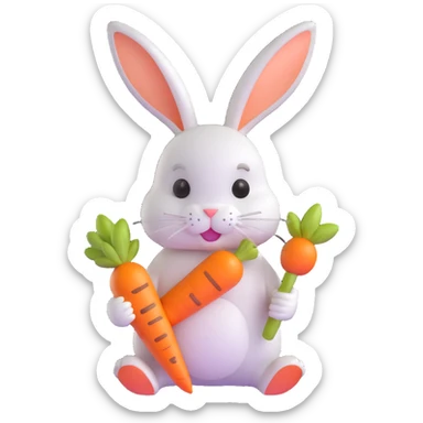 rabbit with a carrot sticker