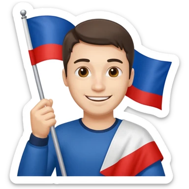 realistic man with russian flag in hand sticker