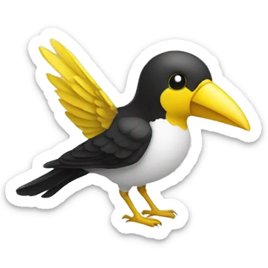 oiseaux noir et blanc bec jaune sticker