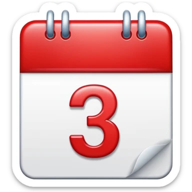 calendar with number 3 red top sticker