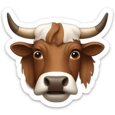 Texas Longhorn with solid brown face sticker