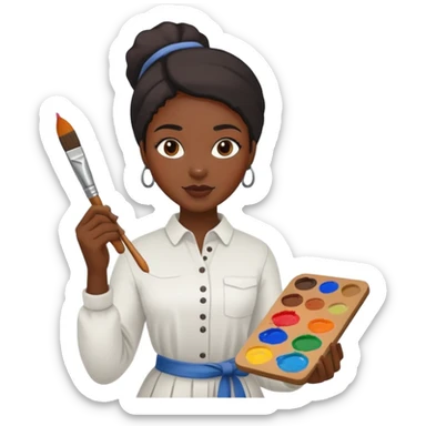 Black female painter with paintbrush and paint sticker