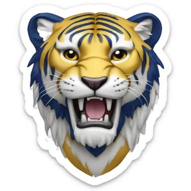 Majestic Sabre Tooth Tiger White with Gold and Navy Blue Accents sticker