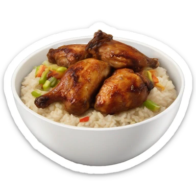 Jerk chicken and rice in a bowl sticker
