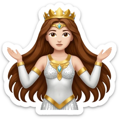 Nike, Goddess of Victory from Gods and Goddesses with long brown hair, white sequin outfit sticker