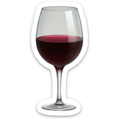 A glass of red wine filled all the way to the brim. sticker