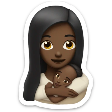 white girl with straight hair and slanted eyes hugging a big black girl with straight hair sticker