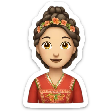 Woman in traditional bulgarian clothing sticker