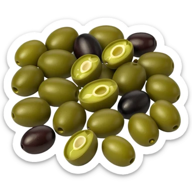 black and green olives cut into pieces like a toppings sticker
