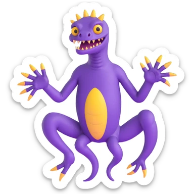 purple reptilian monster with multiple limbs like in Monsters Inc sticker