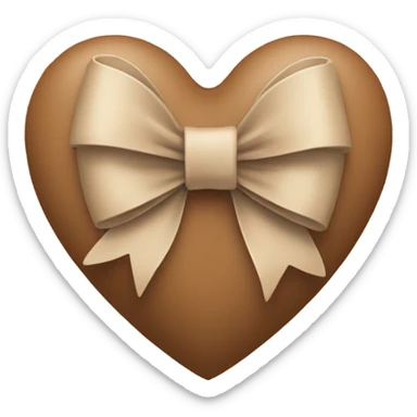 Beige - Brown Heart with bow sticker