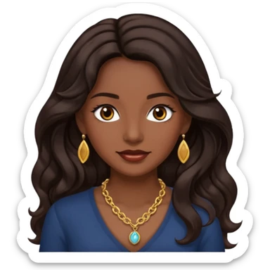 mujer morocha,  pelo ondulado,  pelo largo  color marron oscuro, ojos marrones oscuros sticker