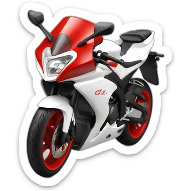 Naked moterbike in white and red colour sticker