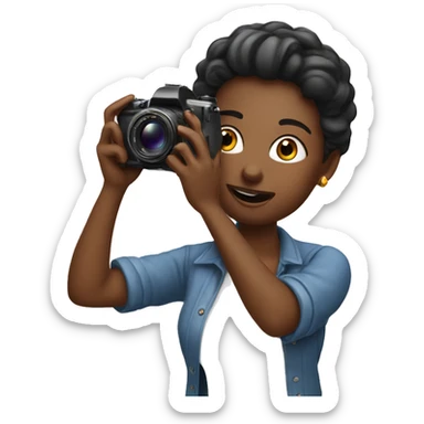 A woman taking a photo with an expensive camera ￼ sticker