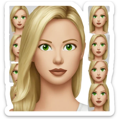 ultra realistic charlize theron green eyes wearing shirt sticker