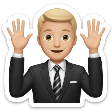 Hands up man meme put a suit on him with tie sticker