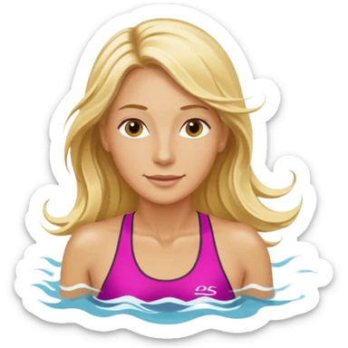 triathlete long blonde hair woman swim sticker
