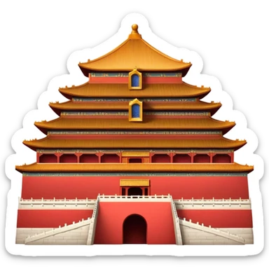 Cinematic Realistic Forbidden City Landmark Emoji, showcasing the imperial palace with iconic red walls and golden roofs rendered with rich textures and regal lighting. sticker