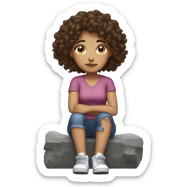 sad brunette with curly hair and a broken foot sticker