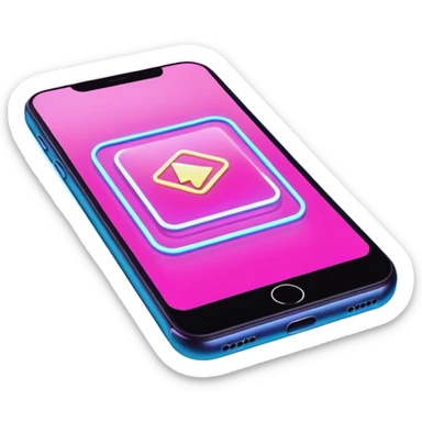 smartphone screen displaying video tutorial, pink and light blue colors, with neon glow lines, blue neon light on top left, purple neon light on bottom right sticker