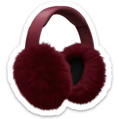 Burgundy fluffy earmuffs  sticker