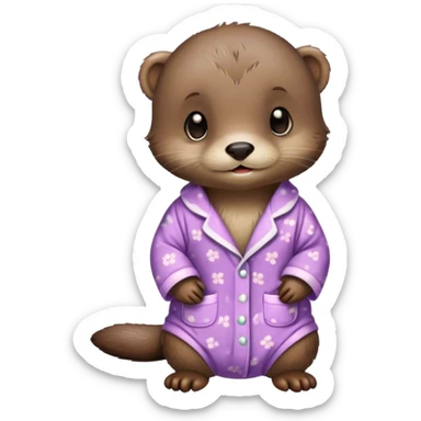 baby otter wearing a pj set sticker