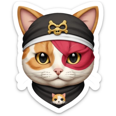 pirate cat with one eye closed with band sticker