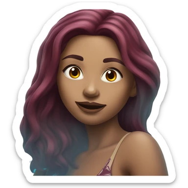 Beautiful tattooed  burgundy long haired woman swimming in a pool sticker