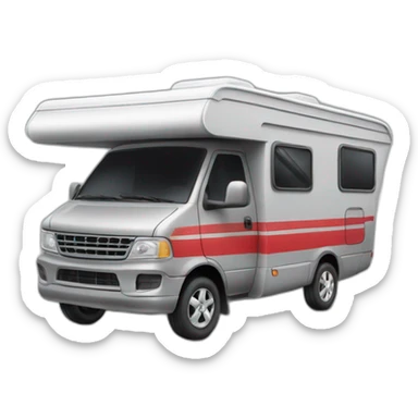 Grey camping car with red Line in the middle and a Christmas Hat on the roof sticker