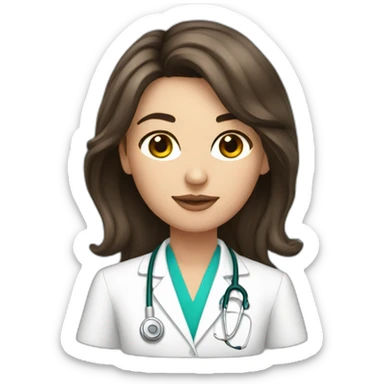 young top model, physician, brunette, shoulder hair sticker
