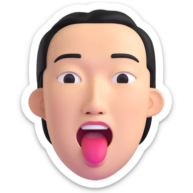 Asian man with a semi-open mouth sticker