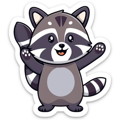 raccoon waving hello sticker