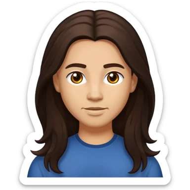 D.Woods with long dark brown hair sticker