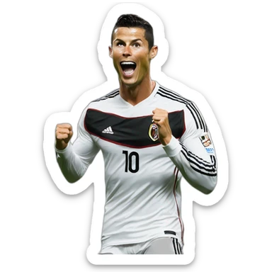 Cristiano Ronaldo celebrating a goal doing the siu sticker