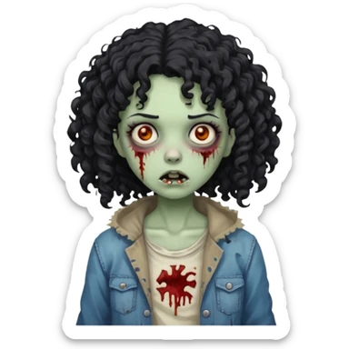 garota zumbi com cabelo cacheado preto sticker