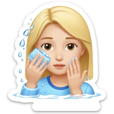 girl washing her face sticker