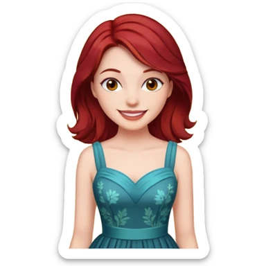 dark red hair woman in dress flirting  sticker