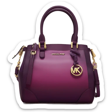 Realistic isolated plum purple to wine color ombre michael kors satchel purse.  sticker